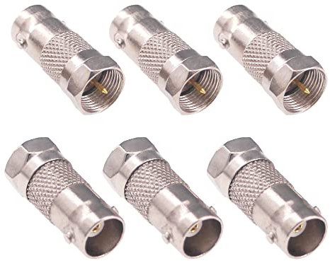 RFaha 6pcs F Type Male Plug to BNC Female Connector RF Coax Adapter for Antenna CCTV Camera(F129-6)