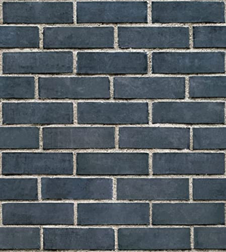 KHJH Peel And Stick Wallpaper, Self Adhesive Vinyl Wall Paper Vintage Dark Blue Brick Look Peel And Stick Wallpaper Waterproof Pvc Furniture Foil For Bedroom Living Room Film Wall Sticker