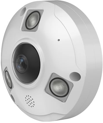 Vonnision 4K POE IP Fisheye Camera, Mic. Audio in, 1.7mm Lens, 49ft Infrared, WDR, Metal housing, IP66 Water-Proof Indoor&Outdoor Panoramic Security Camera(Compatible with Hikvision/Dahua NVRs)
