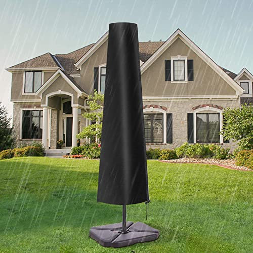 Housse de protection pour parasol déporté jusqu'à Ø 2-4 m Oxford 210D indéchirable avec fermeture éclair, résistante aux intempéries, à la poussière, aux UV, à la neige, anti-déporté