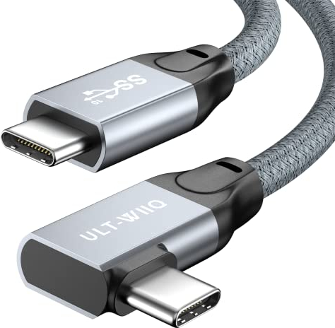 USB C auf USB C Kabel 10Gbps 100W, 90 Grad USB C 3.2 Gen2 Kabel, 4K@60Hz 2K@240Hz HDR USB C Kabel Videoübertragung, PD 3.0 PPS USB C Ladekabel für Tablet, Handy, Laptop, Monitor, Kamera, SSD (5m)