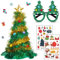 EBOOT Weihnachtsbaum Hut mit Stern lustig christbaum Party Kopfbedeckung Weihnachten Brille zum Tragen und 2 Bögen Temporäre Weihnachtstattoos Kostüm Deko für Erwachsene Party Geschenke Box