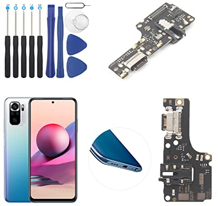 Conector de Carga para Xiaomi Redmi Note 10/Note 10S Puerto de Carga de Repuesto Compatible con Redmi Note 10/Note 10S Dock Connector con Cable Flex de reparación con Herramientas