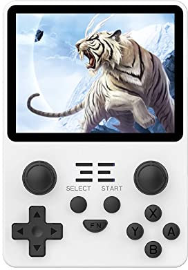 Powkiddy RGB20S Handheld Retro Game Console - Built-in Games, 3.5 Inch IPS Screen Player (128G, White)