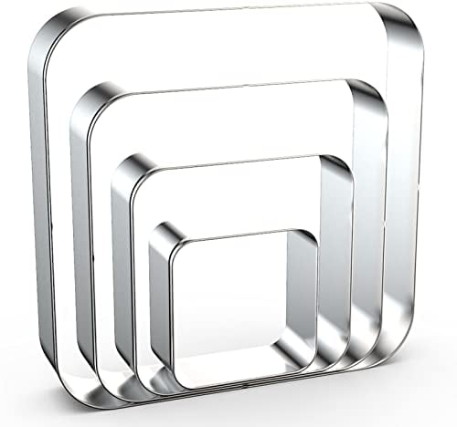Rounded Square Cookie Cutter Set Large - 5 Inch, 4 Inch, 3 Inch, 2 Inch - Geometric Frame Plaque Cookie Cutters Shapes Molds - Stainless Steel