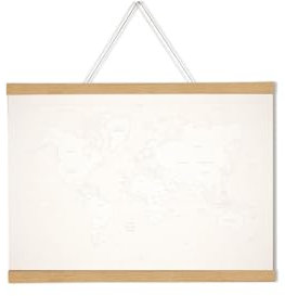 DECOHO - Porte-affiche magnétique à suspendre profilé en Bois clair - 60 cm