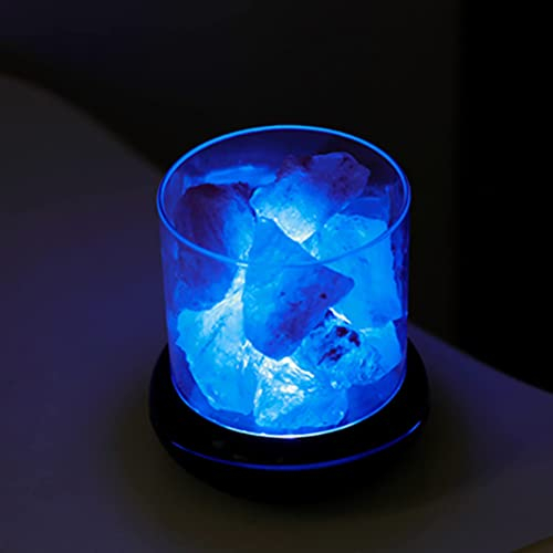 Kylewo Lampada di Cristallo di Sale Diffusore di Aromi USB, 7 Colori, 7 Luci Pure, Moderno, Colore Blu, Per Soggiorno, 9.8*9.8*10.8 cm, 500 g
