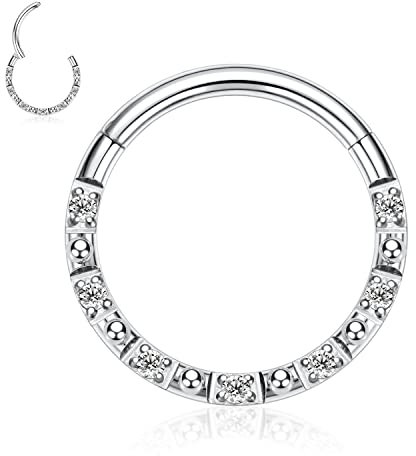 AROWRO Septum Ringe 16G Daith Piercing Schmuck Silber Conch Smiley Orbital Piercing Schmuck Septum Daith Schmuck Nasen Ringe 10mm Septum Clicker Nasen Ringe Hoops Daith Knorpel Conch Ohrringe