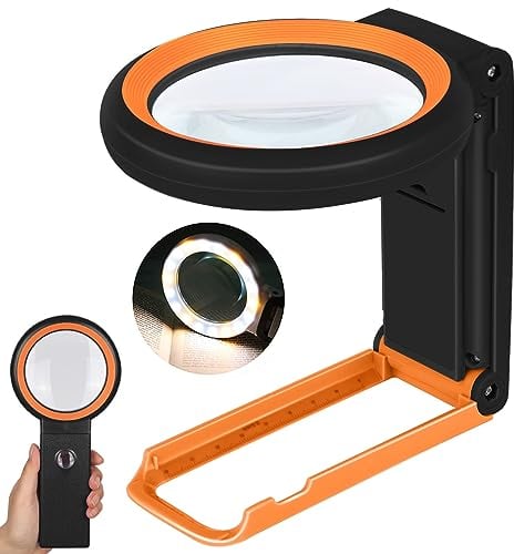 30X 40X Lupa con Luz, Lupas de Gran Aumento con 18 Luces LED, Lupa Manos Libres para Leer Libros, Soldadura, Inspección, Monedas, Joyería, Exploración