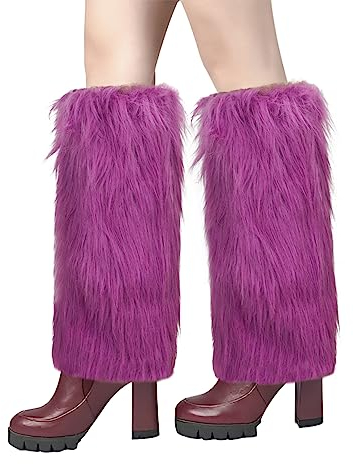 NICEYEA Damenkostüm Plüsch Beinwärme Sexy KunstpelFellstulpen Warme Socken Stulpen Beinlinge Stiefelärmel Stiefelüberzieher Schuh Warme Beinstulpen für Damen Mädchen