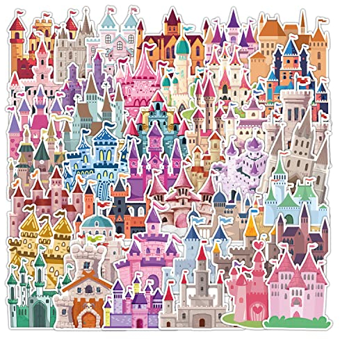 Prinzessin Schloss Aufkleber Princess Castle Sticker Set 40 Stücke Niedlich Deko für Auto Laptop Skateboard Fahrrad Moped Motorrad Fahrrad Computer,Geeignet für Erwachsene Kinder