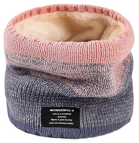 Rayson Loop Schal Damen Winter Baumwolle Strick Neck Warmer mit Fleece Weich Knitted HalswäRmer Damen Warm Gross Lang Rundschal für Männer Damen(Rosa,One Size)