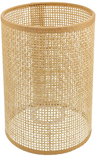 PACKOVE Rattan-Lampenschirm Gewebter Lampenschirm Zylinder-Lampenschirm Lampenschirm Ersatz-E27 Lampenschirm (20.5x14x14cm, Lampenmunddurchmesser 4,2 cm)