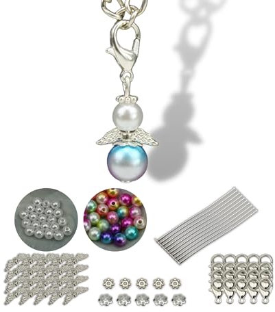 Chiaras's Engelshop 20x Schutzengel Bastelset Charms Engel Perlen Glücksbringer Anhänger Perlenengel