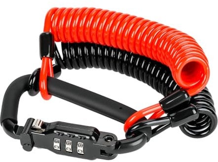 Avoeco Motorcycle Helmet Lock-with Two Cables & PIN Locking Carabiner for Extra Security-Ideal Lock for Bike Helmets, Phone Mount, Bag, Luggage, Multifunctional Accessory, Perfect Travel Companion