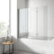 EMKE Parete vasca da bagno pieghevole 120 x 140 cm, 3 pannelli girevoli, vetro vasca da bagno in vetro di sicurezza da 6 mm, oscillazione di 180°, Telaio cromato stile industriale, nano-rivestito