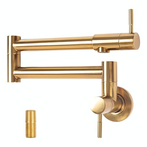 Blovtoo 50,8 cm Topffüller, Wasserhahn, Dunkelgold, Wandmontage, Küchentopffüller, Wasserhahn über Herd, 304 Edelstahl, Einzelloch mit Doppelgelenk-Schwenkarm