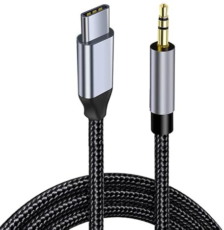 CABLEPELADO Cable USB C a Jack 3.5 mm AUX, Cable de Audio USB-C a 3.5 mm, Cable Auxiliar de Nylon Trenzado para USB-C, Auxiliar vehículo, Compatible con Iphone, Samsung, Huawei y otros, Nylon, 1 Metro