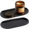 ZephyrCraft Stainless Steel Black Tray, 2 Pcs Tea Coffee Serving Trays, Small Oval Candle Perfume Jewellery Trinket Dish for Bathroom Vanity Decorative