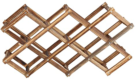 Ferfil Portabottiglie, Portabottiglie Indipendente Portabottiglie in Legno da Banco, Portabottiglie in Legno Impilabili da 10 Bottiglie, Espositore Porta Bottiglie di Vino per Mobili Bar Cucina Domest