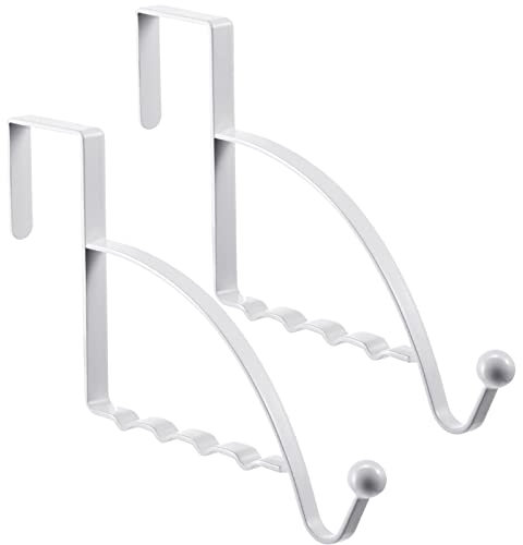2 Pieces Over Door Hooks Single Over Door Hooks Valet Hooks Multi Hanging Storage Hanger for Clothes Coats Towels Hats Scarves Purses Keys and More (White)