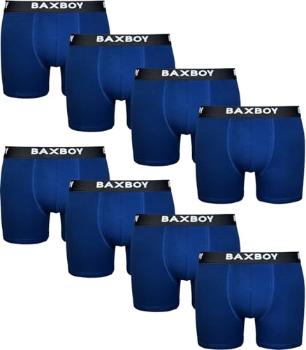 Baxboy Boxershorts Herren 8er Pack S-2XL Multipack mit elastischem Bund Atmungsaktive Baumwolle Unterwäsche Unterhosen Männer Men Retroshorts