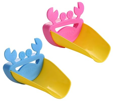 JDBlissful 2 Stück Wasserhahn Verlängerung Kinder, Niedliche Krabbe Silikon Zapfhahn Verlängerung, Weiche und Nichtder Wasserhahnaufsatz für Dein Kind, für Kinderleichtes Händewaschen am Waschbecken