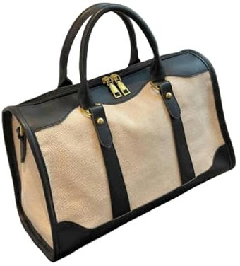 ZuoXun Bolso de lona Leinwand + PU Cuero para Mujeres Bolsas De Viaje A Rayas De Moda Bolso De Fin De Semana Grande, Estilo5 Schwarz, A