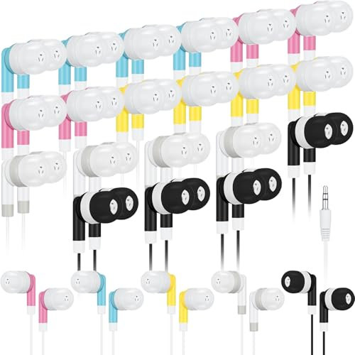 Kigeli 20 Pack Kids Bulk Earbud Headphones for Classroom Student Wired Headphones in-Ear Earbud 3.5 mm Disposable Earphones Set for Kids Adults Class School Library Museum Laptop