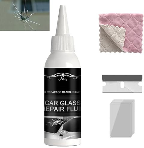 KOAHDE Windscreen Chip Repair Fluid,Car Glass Scratch Remover Fluid,Glass Repair Fluid For Car Windshield,Window Glass Crack Repair Liquid,Glass Repair Kit,Nano Glass Repair Fluid,With Wiping Rag