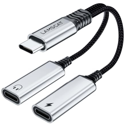 LAMSCAT USB C Y-Splitter 1 zu 2 zum Laden und Daten - C auf C Klinke Adapter mit Doppel Anschluss Hub für Handy, Mac, Laptop, Pad (C-C-Schwarz)