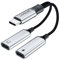 LAMSCAT USB C Y-Splitter 1 zu 2 zum Laden und Daten - C auf C Klinke Adapter mit Doppel Anschluss Hub für Handy, Mac, Laptop, Pad (C-C-Schwarz)