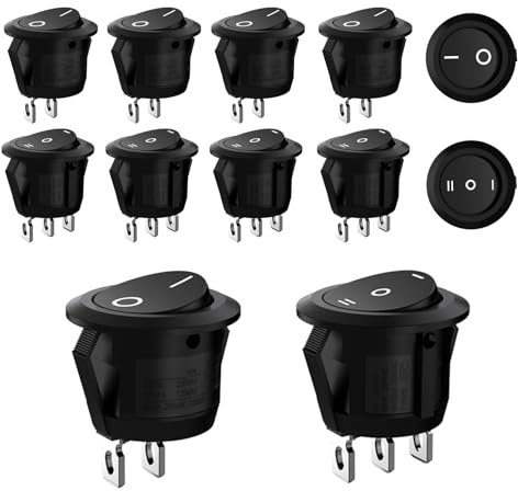XIKTTK Interruttore a levetta 230 V, 12 V, mini interruttore 12 V, interruttore a bilanciere 230 V, rotondo, interruttore a levetta rotondo, microinterruttore 12 V, interruttore auto, interruttore a