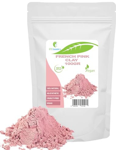 Argilla rosa francese - 100 gr - Maschere viso fai da te, maschere corpo, maschere capelli, peeling e scrub morbidi, produzione di sapone, anti-età e rassodamento della pelle