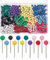 PH PandaHall 12 Farben 600Stück Karte Push Pins Karte Tacks 1/8 Zoll Daumennägel Runde Kopfnägel mit rostfreien Stahlspitzen für Reisekarte Stoff Markierung Kork Board