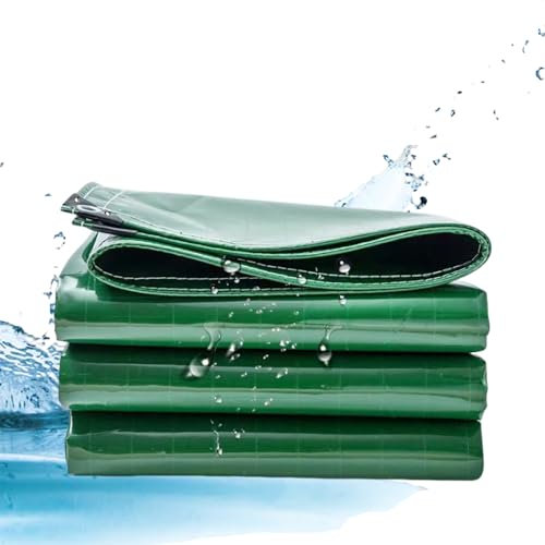 JXLQFA Lona Exterior, 2x5.5 m Lonas Impermeables Exterior de Alta Durabilidad, Lona Impermeable Reforzada, Lona Cubretodo Suelo de Rafia, Protector de Lluvia y Sol JXL11, Verde
