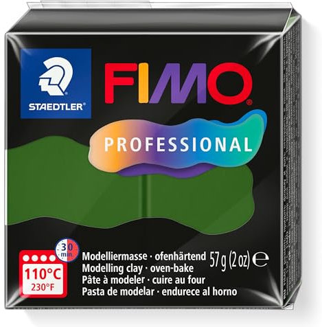 STAEDTLER FIMO Professional 8040 - Pasta per modellare il forno, appositamente progettata per professionisti e artisti, prodotto singolo verde foglia, 8040-57