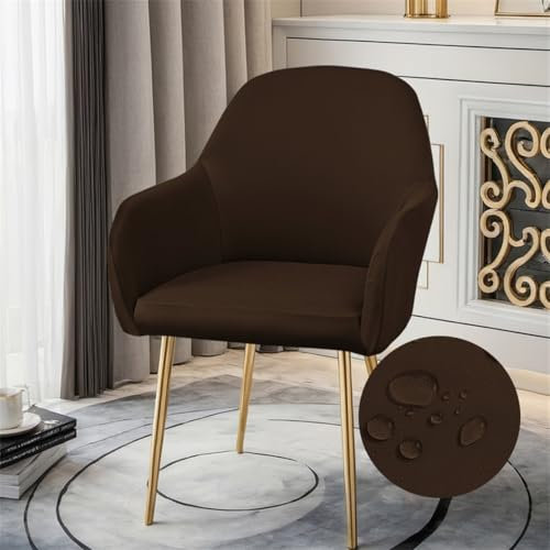 Highdi Wasserdicht Stuhlhussen mit Armlehne, Weicher Stretch-Stuhlbezug, Hussen für Esszimmerstühle Sesselbezug Waschbar Universal für Esszimmer Hotel Bankett Deko (Dunkelbraun,2er Set)