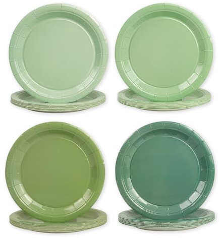 EVYIENEN 48 piatti di carta verde salvia, 17,8 cm, colore verde sfumato, per decorazioni in fattoria, matrimoni, celebrazioni, riunioni, feste, confezione da 4 colori
