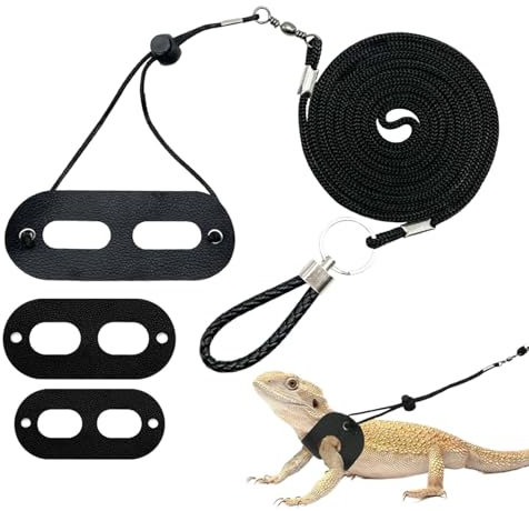Verstellbare Eidechsenleine – Eidechsengeschirr | Bartagamen-Leinen und Geschirre | weiches Geschirr für Reptilien-Eidechsen | abnehmbare Leine | 3 Größen für Reptilien-Eidechsengeschirr für Tiere |