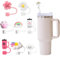 8Pcs Straw Covers Cap for Stanley Cup, 10mm Dust-Proof Colorful Silicone Flower Straw Toppers Reusable Straws Cover Tips Fits 9-10mm Straws Accessories for Stanley 40/30 Oz Tumbler Water Bottles
