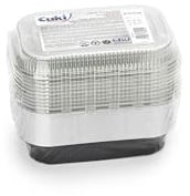 Cuki Professional vaschette alluminio con coperchi ultra-forza, 2 porzioni, laccate, cm22x15xh4 , 1 confezione da 25 pezzi