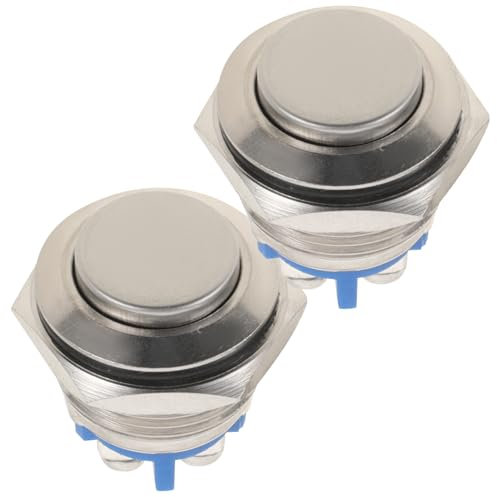 Holibanna 2pcs Universal Wired Doorbell Button Replacement, Self-resetting Push Chime Button Kit, 16mm High Gloss with Screw Terminals, Easy Install for Mains Powered Door Bells