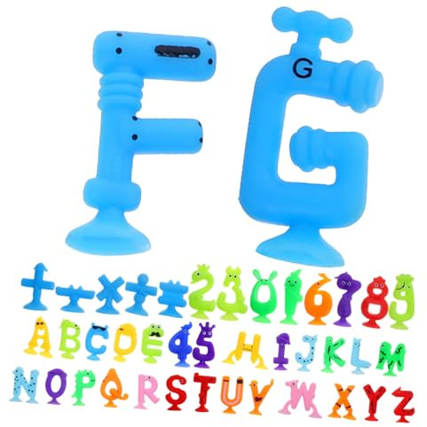 DECHOUS Jouets de Bain à Ventouse pour Garçon et Filles 41Pcs Lettres et Chiffres Éducatifs Jouets Cognitifs Interactif et Jeu Familial Apprentissage Ludique en Salle de Bain