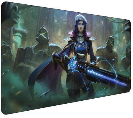 Arcane League of Legends - Grand tapis de souris de jeu XXL 900 x 400 mm - Dessous en caoutchouc antidérapant - Bords cousus - Pour PC, ordinateur portable, grande protection de bureau étendue pour la