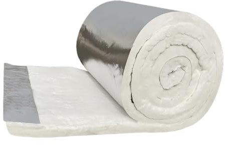 CZXMD Keramikfaser-Isoliermatten FüR IndustrieöFen, Hochtemperatur-Rohrleitungen, öFen, PizzaöFen, Kamine, Schornsteine, Hochtemperaturanlagen(Size:15m*61cm*10mm,Color:Einseitig)