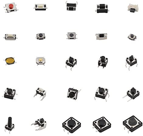 125pcs/Lot Micro Switch para interruptores táctiles Surtido 25 tipos X 5pcs Interruptor Pulsadores 2x4mm 3x6mm 4x4mm 6x6m