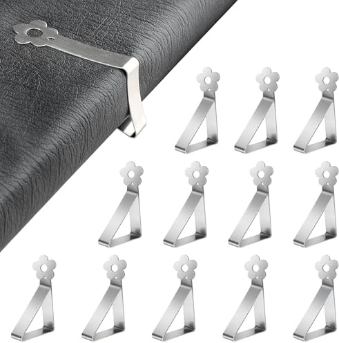 GlasFlength Tischtuchklammern Edelstahl, 12 Stück Tischdeckenklammern Tischabdeckungsklemmen Tischklammern Tischdecke Clips Wetterfeste Tischtuch Clips für Gartentisch Restaurant Campingtisch (Flower)