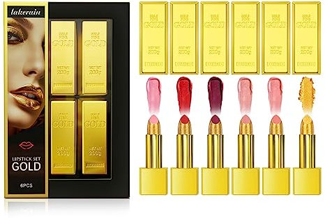 6Pcs Gold Lipstick Matte Lipstick Set Long Lasting Lip Glosses Non-Fading Makeup Cosmetic For Women