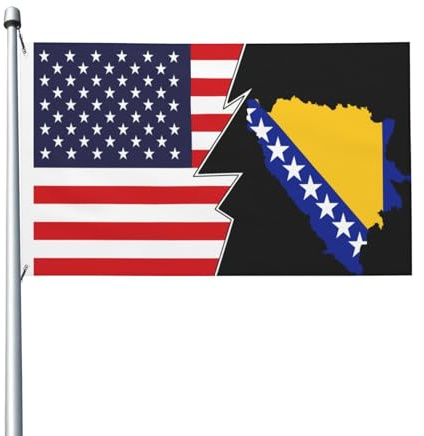 Garten Fahnen Personalisierte, Bosnien Und Herzegowina Geländekarte Und Amerika Polyester Haus Hof Flagge Für Außenbereich Aktivitäten Hanging Flag 90X150Cm
